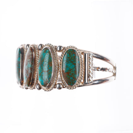 6.5" c1940's vintage Navajo sterling silver red webbed turquoise cuff bracelet