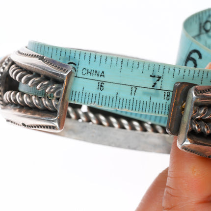 7.1" Vintage Jessie Claw Navajo sterling silver turquoise row cuff bracelet