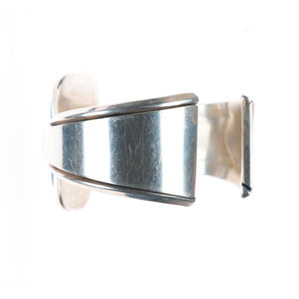6.4" vintage Southwestern modernist sterling silver denim lapis cuff bracelet