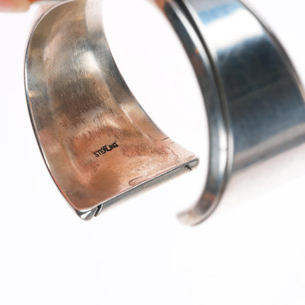 6.4" vintage Southwestern modernist sterling silver denim lapis cuff bracelet