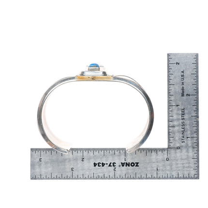 6.4" vintage Southwestern modernist sterling silver denim lapis cuff bracelet