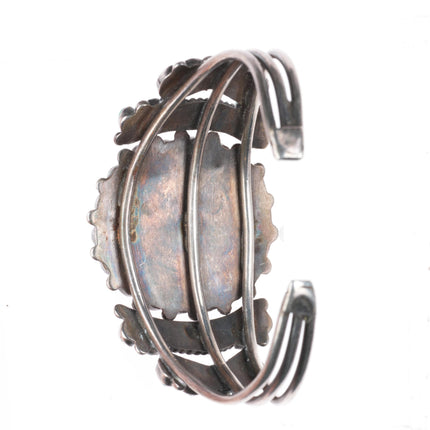 6.1" c1930-40's Zuni sterling silver turquoise cluster cuff bracelet