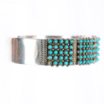 6.2" Stephen Haloo Zuni sterling silver snake eye turquoise cuff bracelet