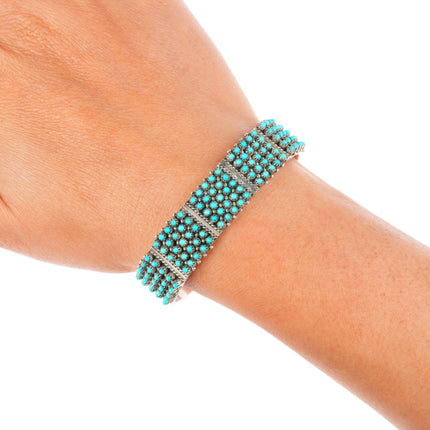 6.2" Stephen Haloo Zuni sterling silver snake eye turquoise cuff bracelet