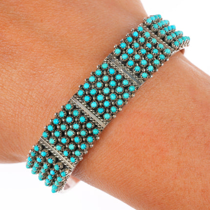 6.2" Stephen Haloo Zuni sterling silver snake eye turquoise cuff bracelet