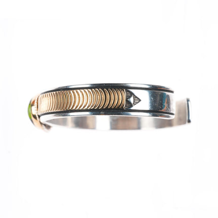 6.3" Gary Reeves Navajo 14k gold sterling silver Damele Variscite cuff bracelet