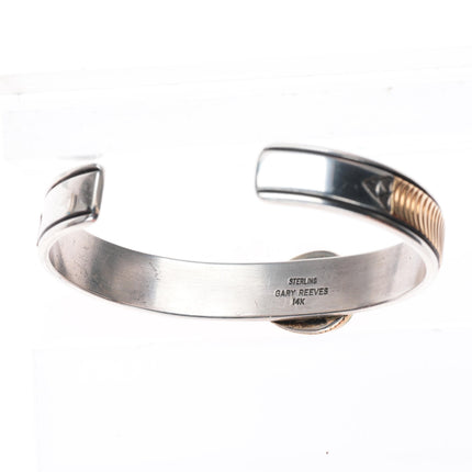 6.3" Gary Reeves Navajo 14k gold sterling silver Damele Variscite cuff bracelet