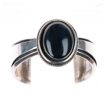 6.9" Carol Felley Southwestern sterling silver vintage onyx cuff bracelet