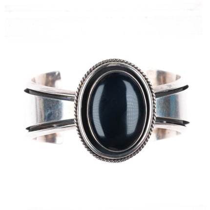 6.9" Carol Felley Southwestern sterling silver vintage onyx cuff bracelet