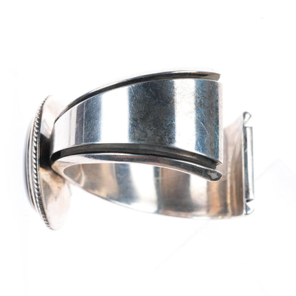 6.9" Carol Felley Southwestern sterling silver vintage onyx cuff bracelet