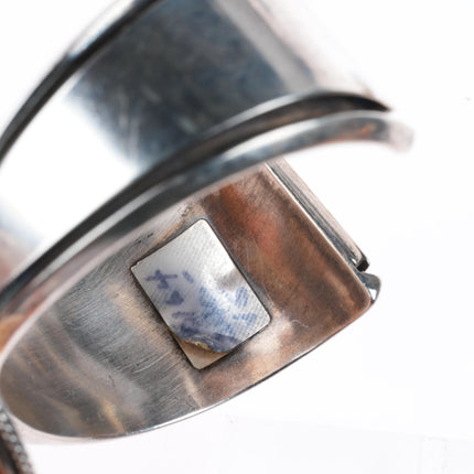6.9" Carol Felley Southwestern sterling silver vintage onyx cuff bracelet