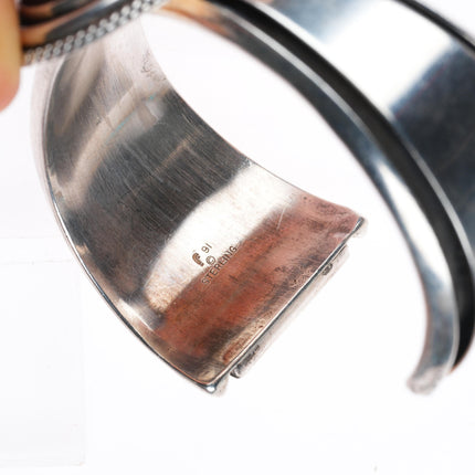 6.9" Carol Felley Southwestern sterling silver vintage onyx cuff bracelet