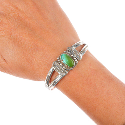 6.25" 1930's Ike Wilson Navajo sterling silver cuff bracelet with nice turquoise
