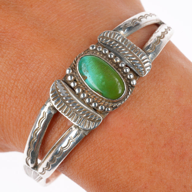 6.25" 1930's Ike Wilson Navajo sterling silver cuff bracelet with nice turquoise