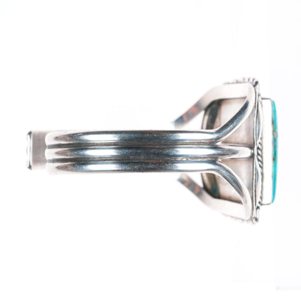 6.5" 1940-50's vintage Navajo sterling silver high grade turquoise cuff bracelet