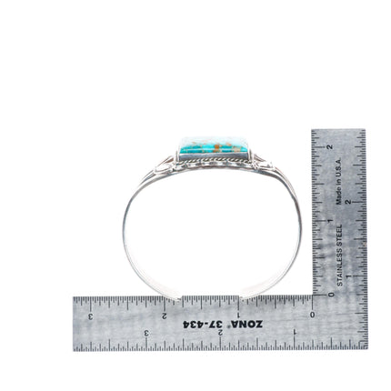 6.5" 1940-50's vintage Navajo sterling silver high grade turquoise cuff bracelet