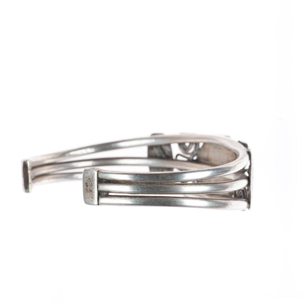6.3" Antique Navajo c1920's Ingot silver cuff bracelet with turquoise