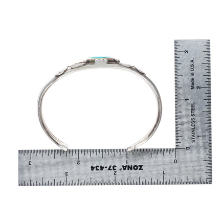 6.3" Antique Navajo c1920's Ingot silver cuff bracelet with turquoise