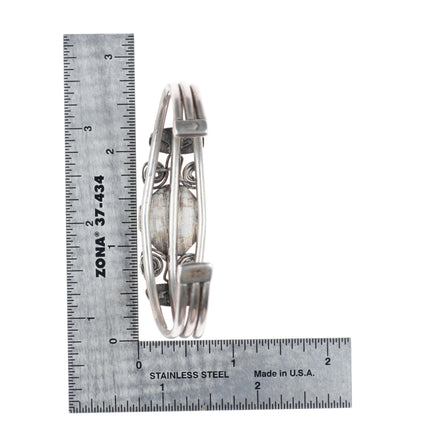 6.3" Antique Navajo c1920's Ingot silver cuff bracelet with turquoise
