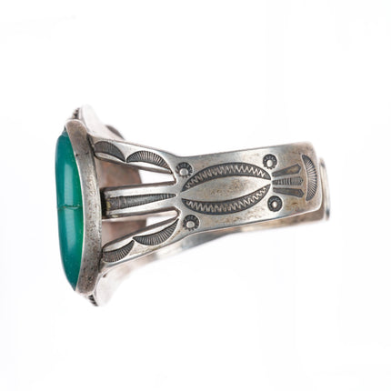 6.25" c1940 Vintage Navajo sterling silver Gem Silica cuff bracelet