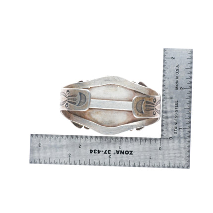 6.25" c1940 Vintage Navajo sterling silver Gem Silica cuff bracelet