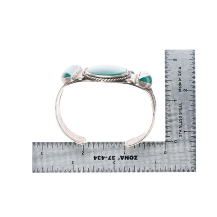 6.25" c1940 Vintage Navajo sterling silver Gem Silica cuff bracelet