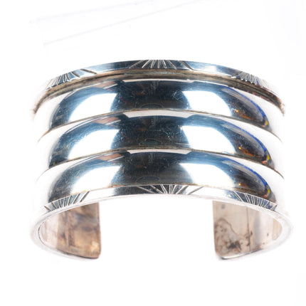 6.25" heavy vintage Navajo sterling silver wide cuff bracelet