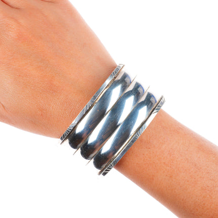 6.25" heavy vintage Navajo sterling silver wide cuff bracelet