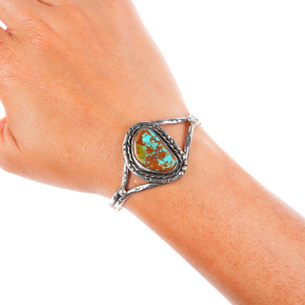 6" vintage Navajo sterling silver Royston turquoise cuff bracelet