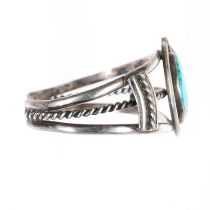 6.4" vintage Navajo sterling silver waterweb Kingman turquoise cuff bracelet