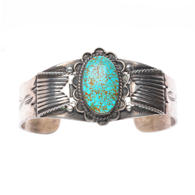 6.2" c1940's Navajo sterling silver Red spiderweb turquoise cuff bracelet