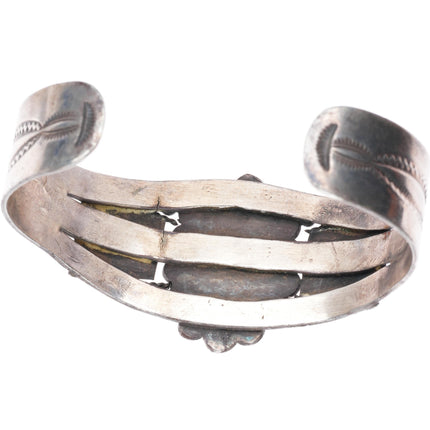 6.2" c1940's Navajo sterling silver Red spiderweb turquoise cuff bracelet