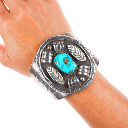 6.5" Pat Chee Navajo Stormy Mountain Turquoise sterling silver cuff bracelet