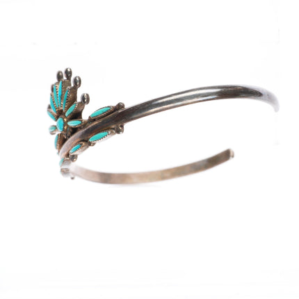 6.25" vintage EB Zuni sterling silver needlepoint turquoise cuff bracelet