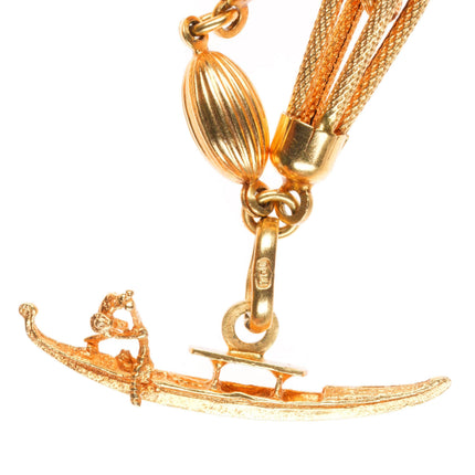 7.5" Vintage 18k Yellow Gold Leaning tower of Pisa, Amphora, charm bracelet