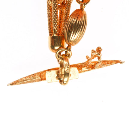 7.5" Vintage 18k Yellow Gold Leaning tower of Pisa, Amphora, charm bracelet