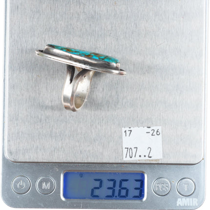 sz10.5 Mark Chee (1914-1981) Navajo sterling silver turquoise large ring
