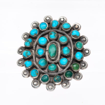 sz8.5 c1930-40's big vintage Zuni sterling silver snake eye turquoise ring