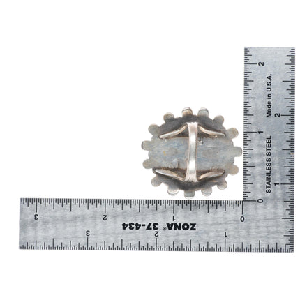 sz8.5 c1930-40's big vintage Zuni sterling silver snake eye turquoise ring