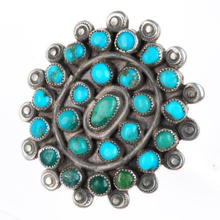 sz8.5 c1930-40's big vintage Zuni sterling silver snake eye turquoise ring