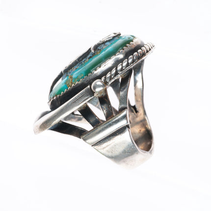 sz8.5 Allen Pooyouma Hopi big vintage sterling silver and turquoise ring