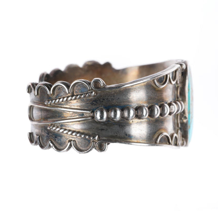 6.5" c1950 Blue Gem Turquoise Navajo sterling silver cuff bracelet