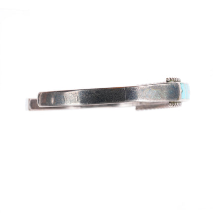 6.75" vintage Zuni sterling silver high grade turquoise inlay cuff bracelet