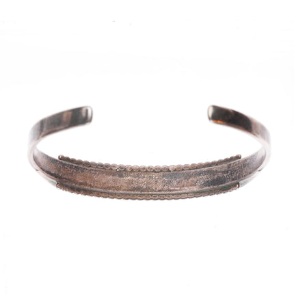 6.75" vintage Zuni sterling silver high grade turquoise inlay cuff bracelet