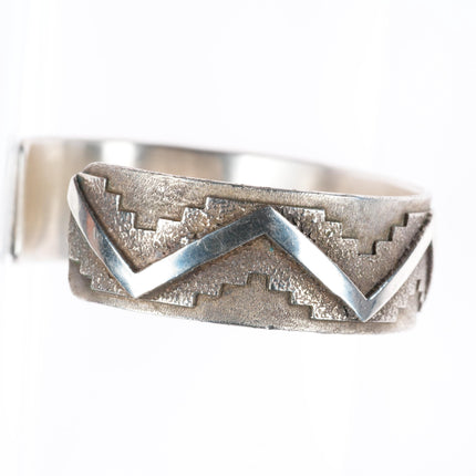 6.4" R.J. Scott Navajo sterling silver modernist tufa cast cuff bracelet