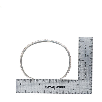 7" Tahe Navajo deep stamped sterling silver slim stacker cuff bracelet