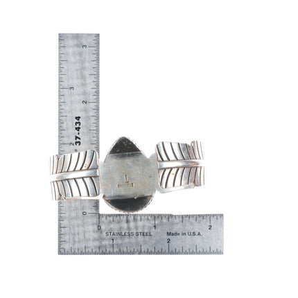 6.6"  Joe Tom Navajo sterling silver turquoise cuff bracelet