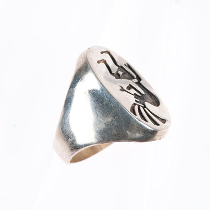 sz11.5 vintage Navajo sterling silver Kokopelli overlay men's ring