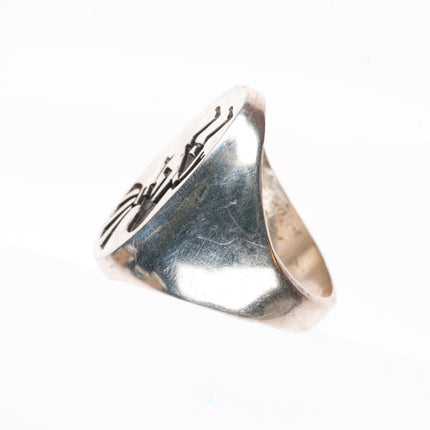 sz11.5 vintage Navajo sterling silver Kokopelli overlay men's ring