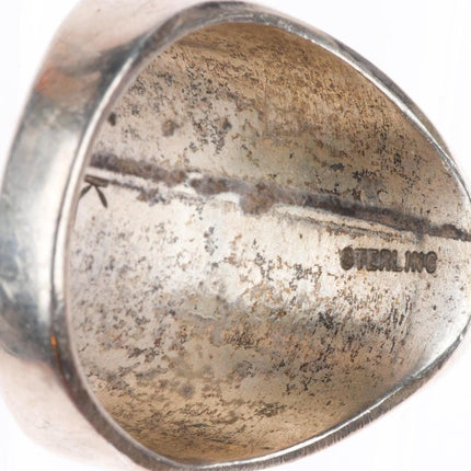 sz11.5 vintage Navajo sterling silver Kokopelli overlay men's ring